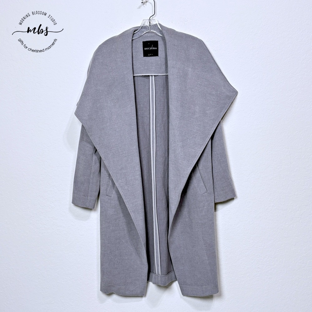 Decjuba Kerry Waterfall Coat Draped Open Front Light Grey Women S‎